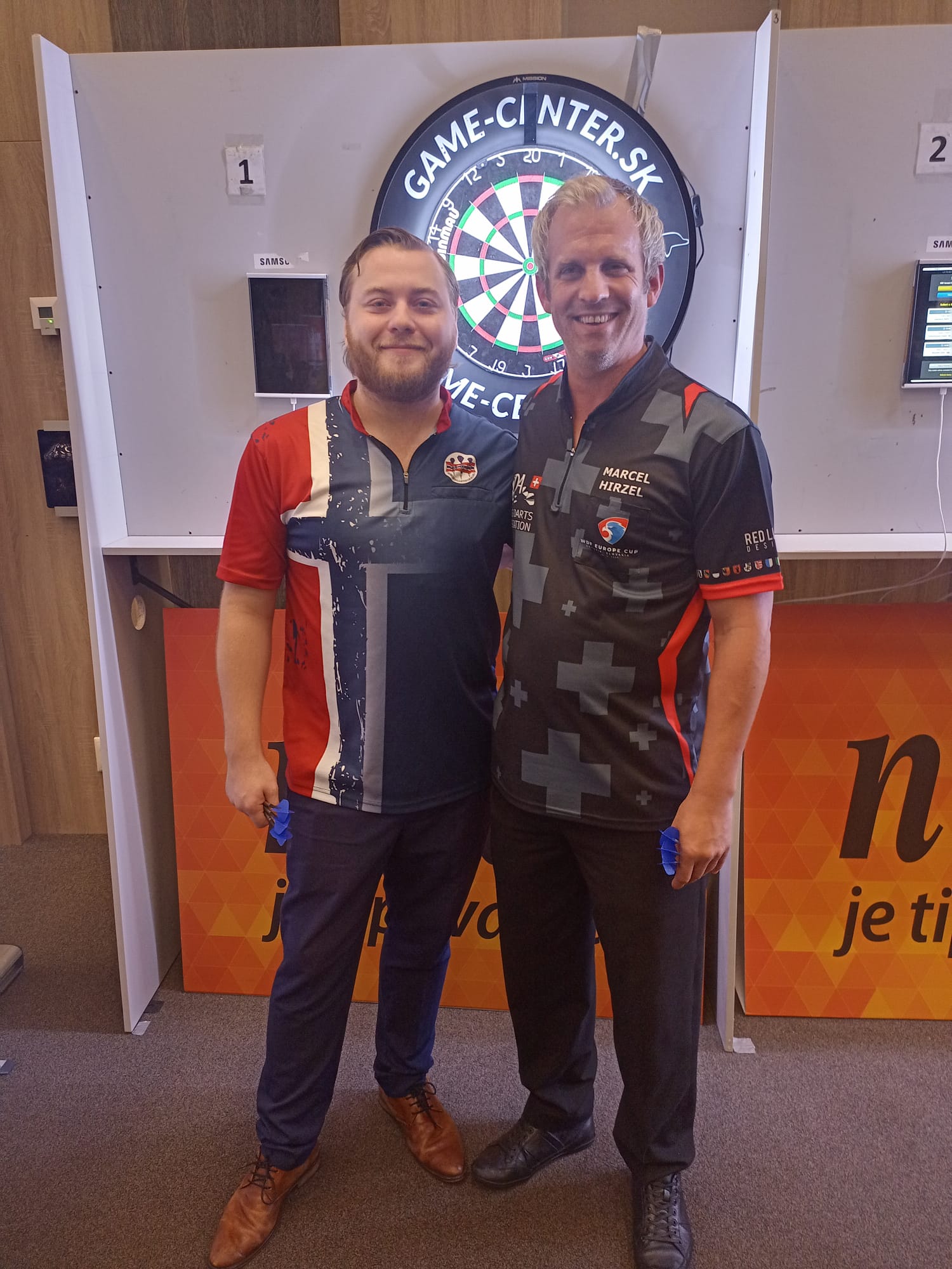 Men's singles at the WDF Europe Cup 2024 in Šamorín, Slovakia: Håkon Helling (Norway) and Marcel Hirzel (Switzerland)